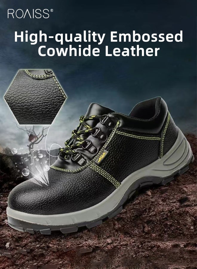 roaiss Men's Protective Safety Work Shoes Black Lace-Up Labor Shoes with Anti-Smash  Anti-Puncture Steel Toe Cap Non-Slip Sole Comfortable, Wear-Resistant for Construction Sites and Demanding Work - Image 3